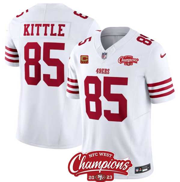 Men & Women & Youth San Francisco 49ers #85 George Kittle White 2023 F.U.S.E. With 4-star C Ptach And NFC West Champions Patch Stitched Jersey->san francisco 49ers->NFL Jersey